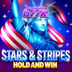 Interface do jogo Stars & Stripes Hold and Win em um dispositivo móvel